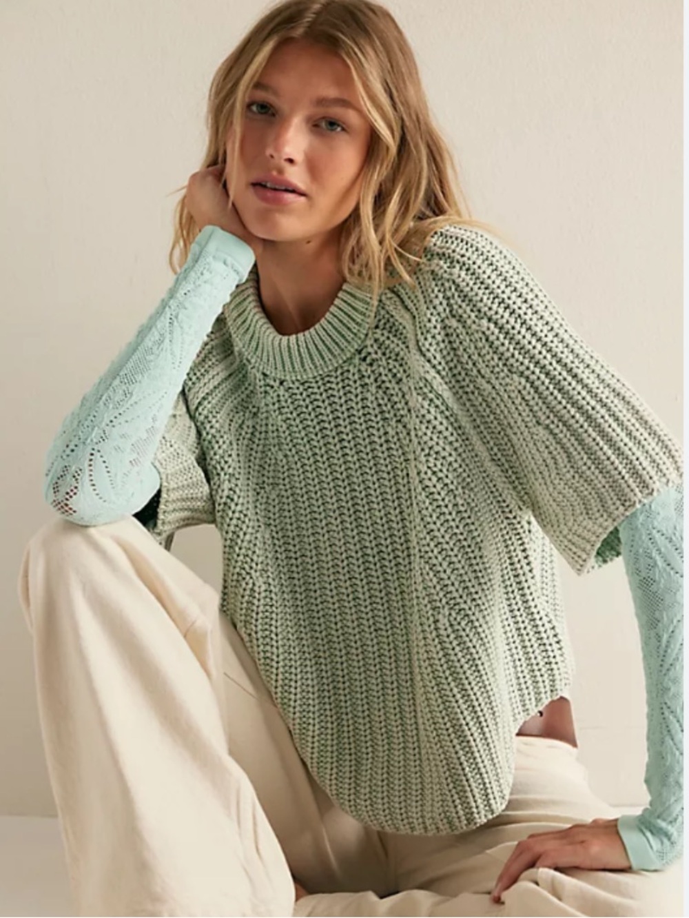 NWT Free People Amy Cotton Sweater Tee Size L